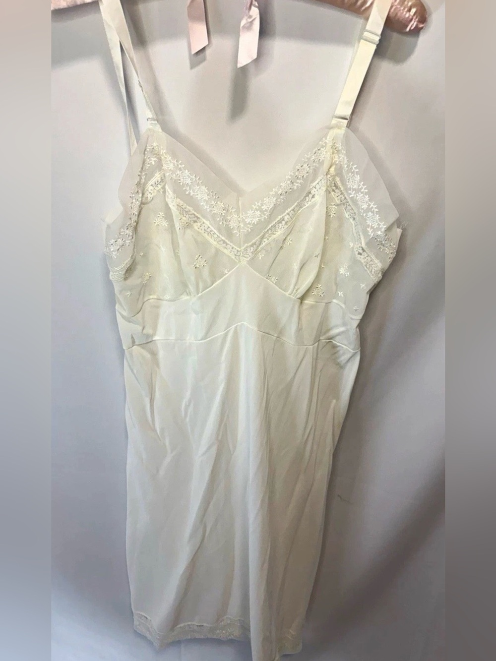 Aristocraft Women's White Nylon Half Slip Lace Trim Adjustable Straps Size 38